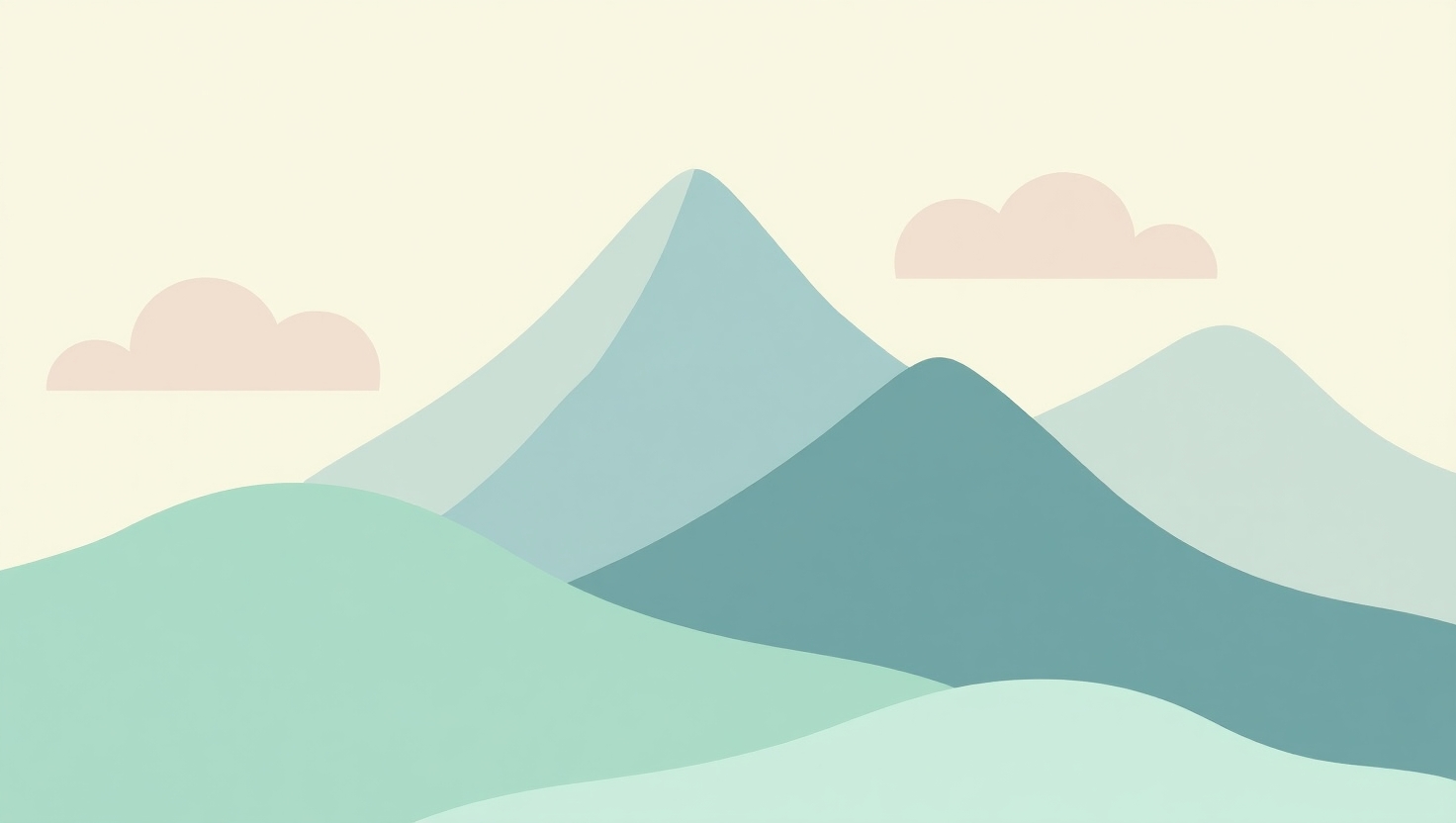 Illustration of a stylised mountain with clouds