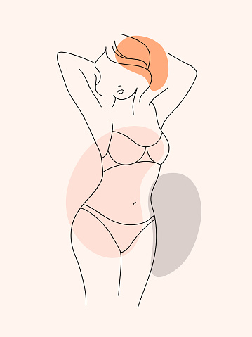 Minimalist line illustration of a woman’s figure