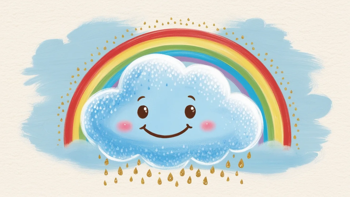 Fröhliche Regenwolke mit Regentropfen