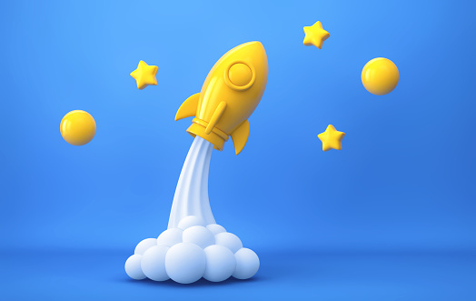 Illustration einer Rakete als Symbol für neue Energie